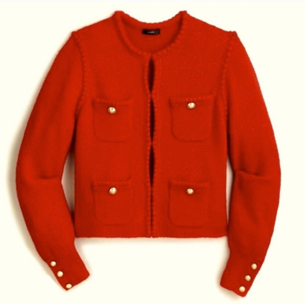 J. Crew Red Odette Lady cardigan XL